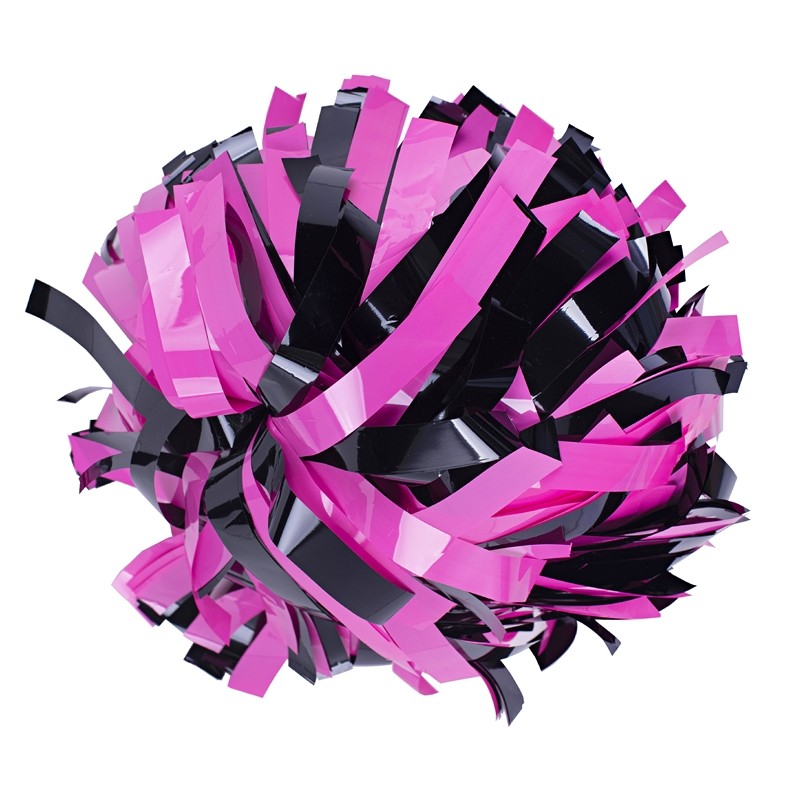 6" poms Neon Pink Metallic Black